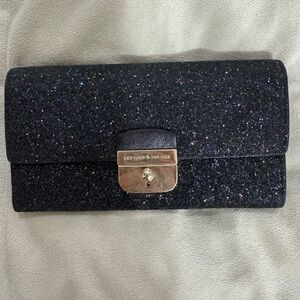 Kate Spade Black/Purple Glitter Wallet/Clutch